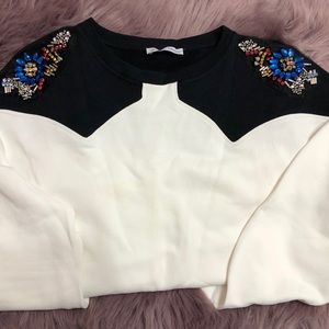 Beaded shoulder sweater dress